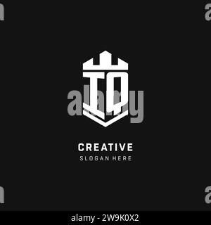 IQ monogram logo initial with crown and shield guard shape style vector graphic Stock Vector