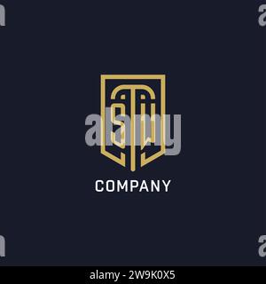 Initial SW shield logo luxury style, Creative company logo design vector graphic Stock Vector