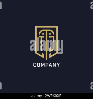 Initial TJ shield logo luxury style, Creative company logo design vector graphic Stock Vector