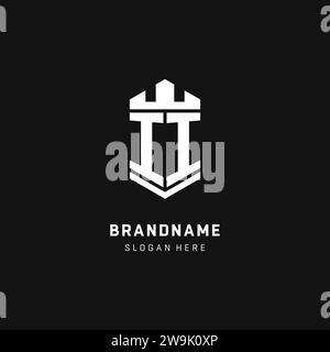 II monogram logo initial with crown and shield guard shape style vector graphic Stock Vector