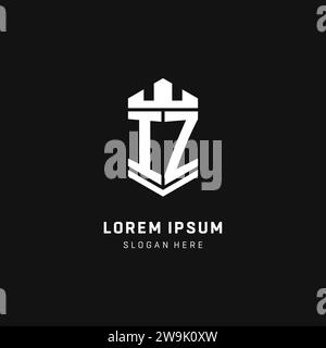 IZ monogram logo initial with crown and shield guard shape style vector graphic Stock Vector