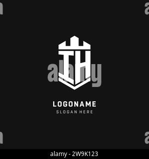IH monogram logo initial with crown and shield guard shape style vector graphic Stock Vector