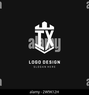 IX monogram logo initial with crown and shield guard shape style vector graphic Stock Vector