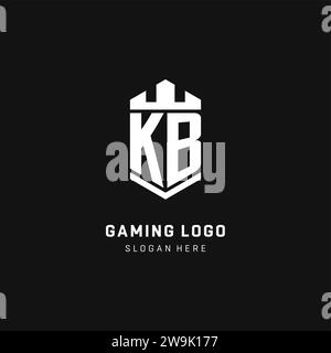 KB monogram logo initial with crown and shield guard shape style vector graphic Stock Vector