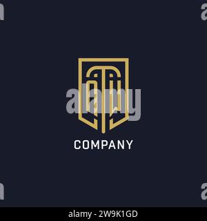 Initial NW shield logo luxury style, Creative company logo design vector graphic Stock Vector