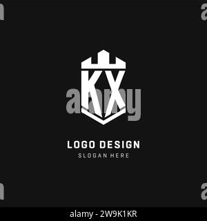KX monogram logo initial with crown and shield guard shape style vector graphic Stock Vector