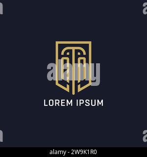 Modern line shield letter N NN logo design set. Simple security initial ...