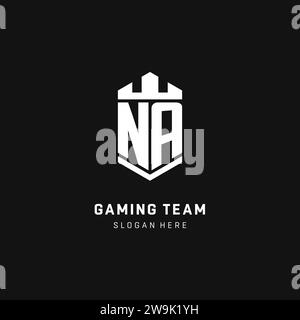 NA monogram logo initial with crown and shield guard shape style vector graphic Stock Vector