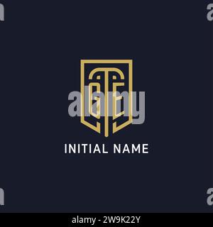 Initial GE shield logo luxury style, Creative company logo design vector graphic Stock Vector
