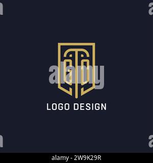 Initial GO shield logo luxury style, Creative company logo design vector graphic Stock Vector