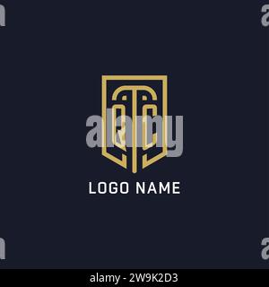 Initial QC shield logo luxury style, Creative company logo design vector graphic Stock Vector