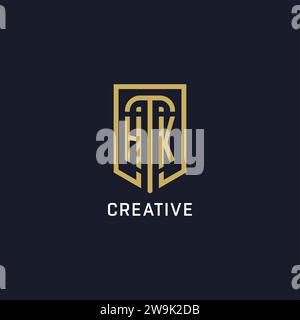 Initial HK shield logo luxury style, Creative company logo design vector graphic Stock Vector