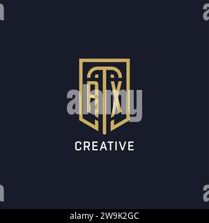 Initial RX shield logo luxury style, Creative company logo design vector graphic Stock Vector