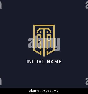 GR logo initial with shield shape design style vector graphic Stock ...