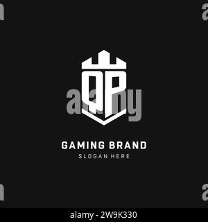 QP monogram logo initial with crown and shield guard shape style vector graphic Stock Vector