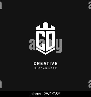 CD monogram logo initial with crown and shield guard shape style vector graphic Stock Vector