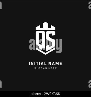 QS monogram logo initial with crown and shield guard shape style vector graphic Stock Vector
