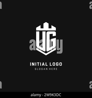 UG monogram logo initial with crown and shield guard shape style vector graphic Stock Vector