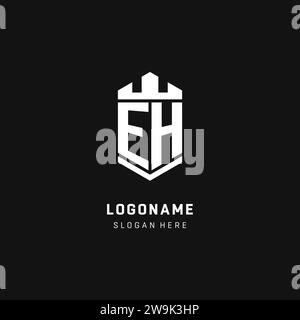 EH monogram logo initial with crown and shield guard shape style vector graphic Stock Vector