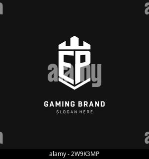 EP monogram logo initial with crown and shield guard shape style vector graphic Stock Vector