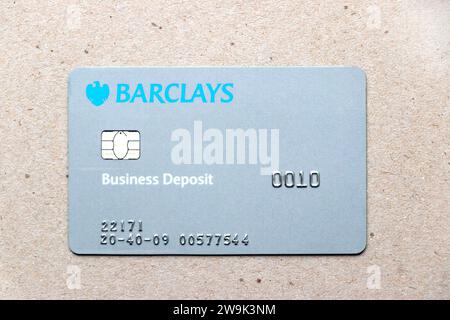 barclays business deposit account plastic debit card om grey background Stock Photo