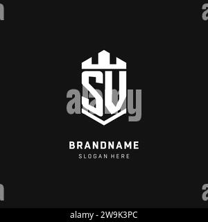 SV monogram logo initial with crown and shield guard shape style vector graphic Stock Vector
