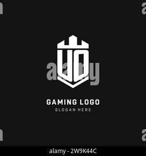 UO monogram logo initial with crown and shield guard shape style vector graphic Stock Vector