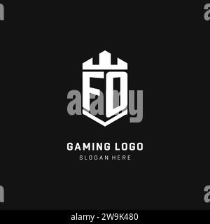 FO monogram logo initial with crown and shield guard shape style vector graphic Stock Vector