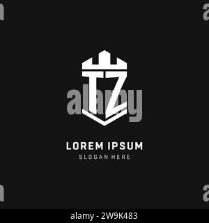 TZ monogram logo initial with crown and shield guard shape style vector graphic Stock Vector