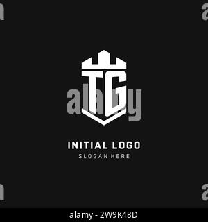 TG monogram logo initial with crown and shield guard shape style vector graphic Stock Vector