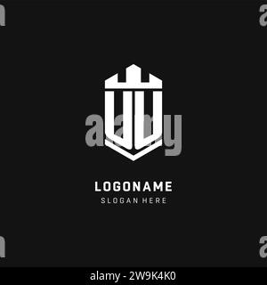 UU monogram logo initial with crown and shield guard shape style vector graphic Stock Vector