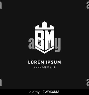 BM monogram logo initial with crown and shield guard shape style vector graphic Stock Vector