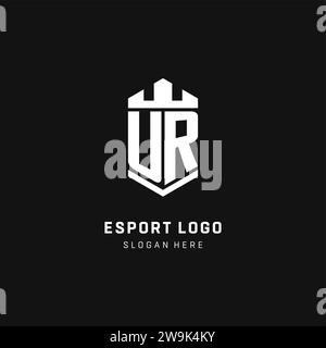 UR monogram logo initial with crown and shield guard shape style vector graphic Stock Vector