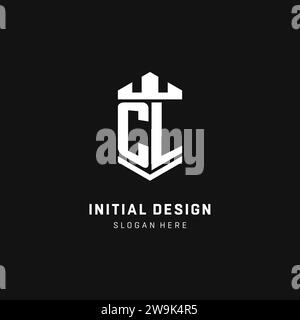 CL monogram logo initial with crown and shield guard shape style vector graphic Stock Vector