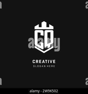 CQ monogram logo initial with crown and shield guard shape style vector graphic Stock Vector