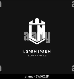 LM monogram logo initial with crown and shield guard shape style vector graphic Stock Vector