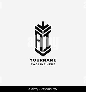 Monogram AI logo with geometric shield and crown, luxury elegant ...