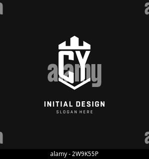 CY monogram logo initial with crown and shield guard shape style vector graphic Stock Vector