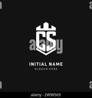 CS monogram logo initial with crown and shield guard shape style vector graphic Stock Vector