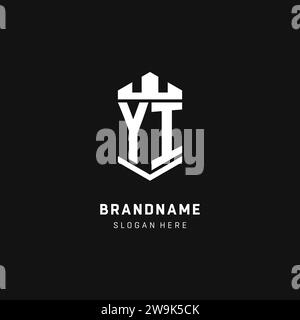 YI monogram logo initial with crown and shield guard shape style vector graphic Stock Vector