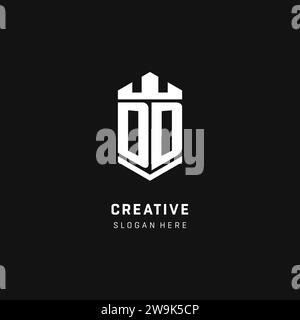 DD monogram logo initial with crown and shield guard shape style vector graphic Stock Vector
