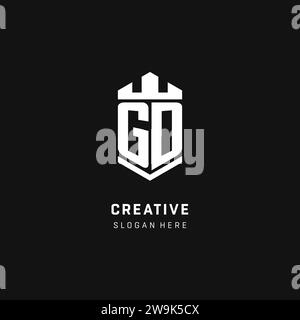 GD monogram logo initial with crown and shield guard shape style vector graphic Stock Vector