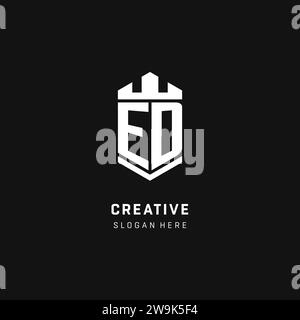 ED monogram logo initial with crown and shield guard shape style vector graphic Stock Vector