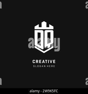 DQ monogram logo initial with crown and shield guard shape style vector graphic Stock Vector