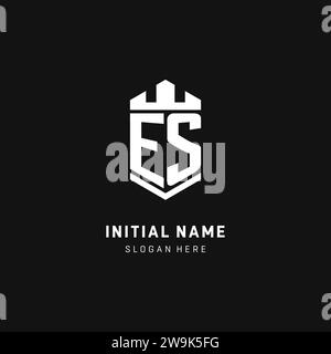 ES monogram logo initial with crown and shield guard shape style vector graphic Stock Vector