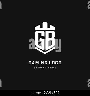 GB monogram logo initial with crown and shield guard shape style vector graphic Stock Vector
