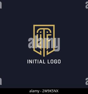 Initial WF shield logo luxury style, Creative company logo design vector graphic Stock Vector