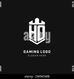 HO monogram logo initial with crown and shield guard shape style vector graphic Stock Vector