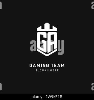 GA monogram logo initial with crown and shield guard shape style vector graphic Stock Vector