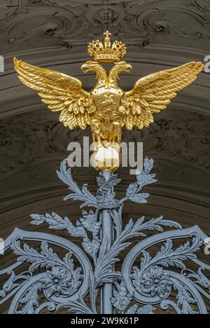 Detail of the double-headed Russian eagle in St.Petersburg, Russia Stock Photo